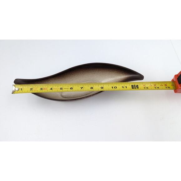 Howard Pierce Console Bowl Pottery Dish Brown Ombré Speckled Mid Century 13” - Picture 10 of 12